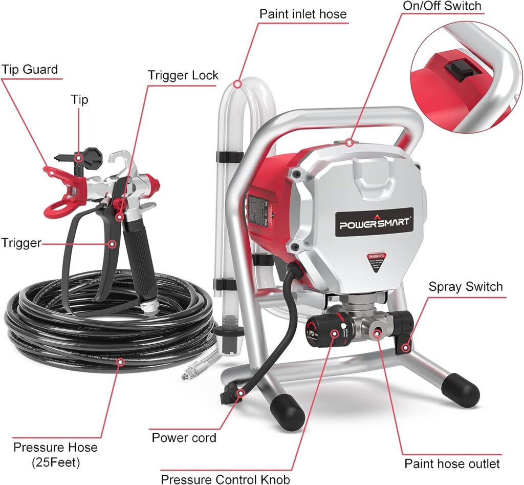 PowerSmart PS6300 Airless Paint Sprayer Electric for Home Interior and Exterior Black
